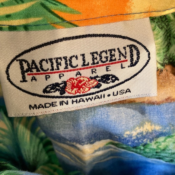 Pacific Legend blue yellow green alligator short sleeve button down shirt size 6 - Picture 3 of 6